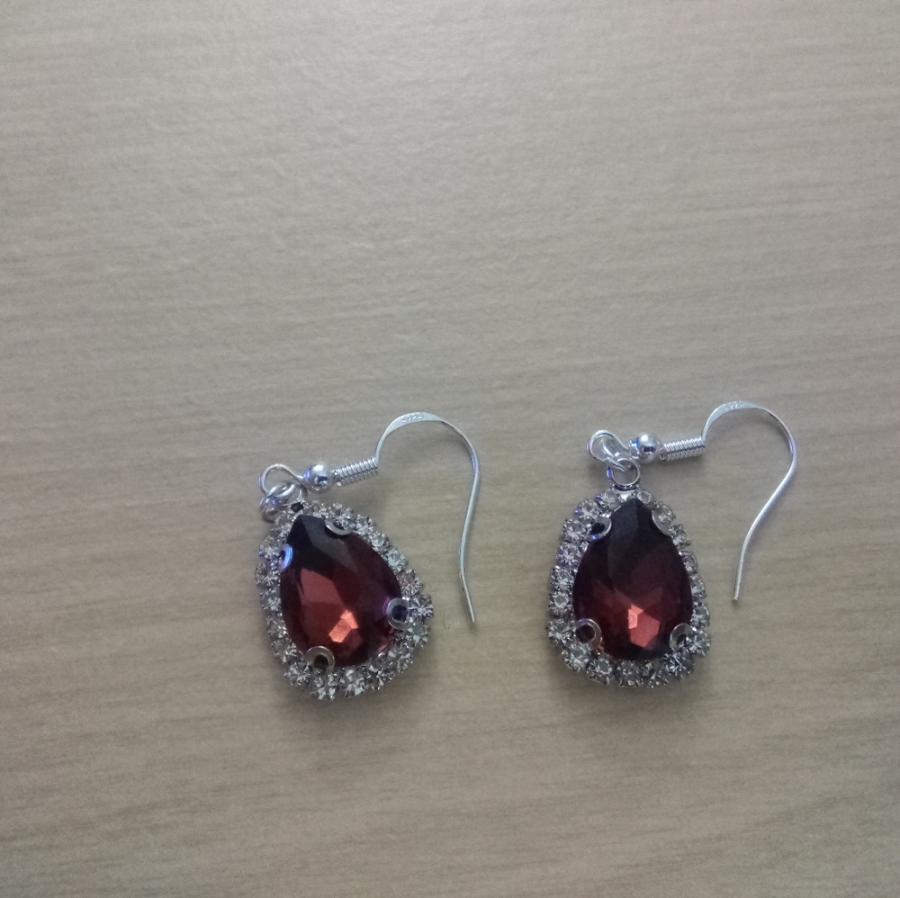 Brown Teardrop Rhinestone Earrings